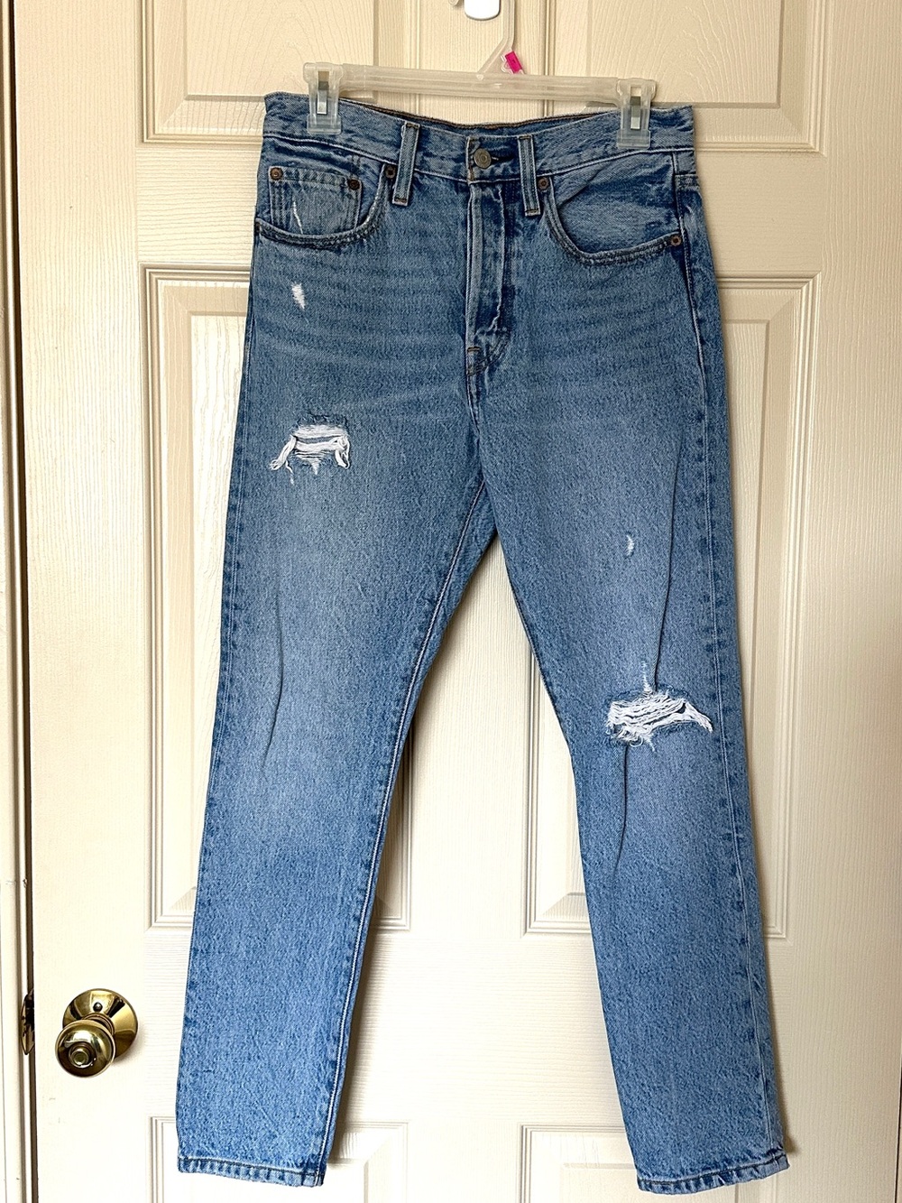 Levi’s 501 Skinny Medium Wash Distressed Jeans